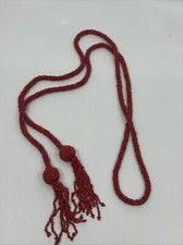 Colar Boêmio Vermelho Corda de Contas de Vidro Lariat Coral 48" Borla comprar usado  Enviando para Brazil