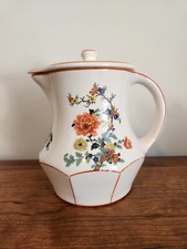 Antigua tetera jarra Thom años 30 cafetera con tapa diseño floral borde naranja segunda mano  Embacar hacia Mexico