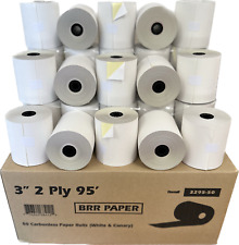 Recibos sem carbono 2 camadas 3" x 95' branco, canário 50 rolos 2 dobras qualidade premium comprar usado  Enviando para Brazil