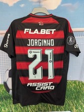 CAMISA DE FUTEBOL FLAMENGO HOME TAMANHO MÉDIO PEQUENA 36-38" PEITO NOVA JORGINHO 21 comprar usado  Enviando para Brazil