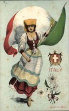 Cartão postal antigo bandeira nacional patriótica feminina Itália comprar usado  Enviando para Brazil