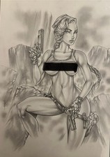 Usado, TOMB RAIDER LARA CROFT ESBOÇO DE ARTE ORIGINAL 9 x 12 comprar usado  Enviando para Brazil