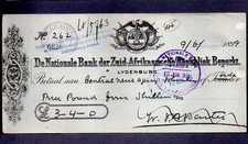 1899 cheque national for sale  UK