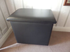Black leather ottoman for sale  MAIDENHEAD