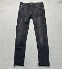 Jeans masculino Zara 30 X 30 preto skinny motoqueiro botão com nervuras jeans mosca comprar usado  Enviando para Brazil