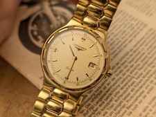 Relógio masculino Longines Conquest L1.614.2 data ouro quartzo vintage 33mm comprar usado  Enviando para Brazil