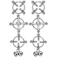 3 pares de pinzas para pezones anillos tornillo ajustable no perforante piercing falso joyería segunda mano  Embacar hacia Mexico