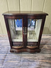 Caixa de joias estilo vintage de madeira armário baú organizador armário portas de vidro chanfradas comprar usado  Enviando para Brazil