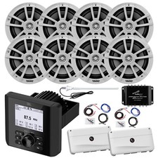 Usado, Rádio Bluetooth Marinho, Alto-falante 8x 6,5", 2x Amplificador com Kit, Divisor, Antena (Branco) comprar usado  Enviando para Brazil