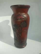 C.A.P. Vaso de madeira esculpido 1981 raro antigo colecionável artesanato em madeira tema asiático, usado comprar usado  Enviando para Brazil