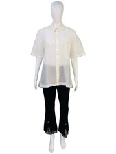 Blusa túnica Doen feminina estilo solto colarinho transparente branca sal viscose tamanho G comprar usado  Enviando para Brazil