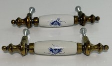 Usado, Gaveta de latão e porcelana puxadores alças vintage 1979 Delft azul flor lote de 2 comprar usado  Enviando para Brazil