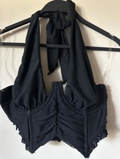 Blusa crop top OOTDFASH feminina moda boutique preta halter espartilho verão comprar usado  Enviando para Brazil