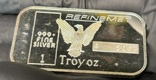 RefineMet One Onça Troy 1 oz .999 Barra de Prata A2004 Número de Série, usado comprar usado  Enviando para Brazil