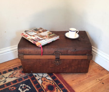 Vintage metal trunk for sale  GRANTHAM
