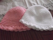 2 chapéus de crochê feitos à mão para bebê recém-nascido, conjunto de 2 - branco e rosa comprar usado  Enviando para Brazil