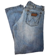 Wrangler Retro Męskie niebieskie dżinsy 36x32* Slim Straight Leg Distressed Wash Stretch, używany na sprzedaż  Wysyłka do Poland