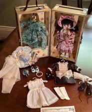 Boneca de porcelana Trudy Traveler guarda-roupa de madeira acessórios de roupas de baú de viagem comprar usado  Enviando para Brazil