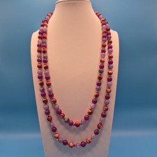 Antigo Colar Longo Pedra de Ágata Falsa Rosa Roxa 5mm Contas Bolha 48" Arte Boho Chique comprar usado  Enviando para Brazil