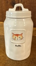 RAE DUNN “MIAU” CERÂMICA GATO GULOSEIMAS TAMPA VASILHA ~LARANJA MALHADA ~ hermético comprar usado  Enviando para Brazil