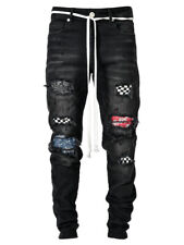 Masculino rasgado Distressed Jeans skinny calças jeans casual calças Stretch Slim Fit comprar usado  Enviando para Brazil