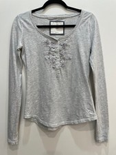 Blusa Abercrombie & Fitch Y2K Henley Manga Longa Tamanho P Cinza Squin Fada Grunge comprar usado  Enviando para Brazil