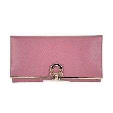 Cartera Larga Salvatore Ferragamo [Auténtica] Cuero Ciruela-Rosa Plateada Gancini Usada en Excelente Condición, usado segunda mano  Embacar hacia Argentina