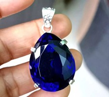 Pingente de prata 925 corte pera safira azul natural certificado 50 quilates pedra preciosa solta comprar usado  Enviando para Brazil