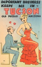 Cartão postal de linho Tichnor década de 1940 Tucson Arizona mulher sexy humor quadrinhos 25-7114 comprar usado  Enviando para Brazil