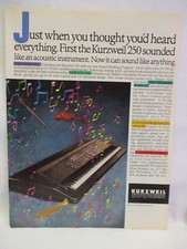Kurzweil 250 Teclado 1985 Estampa Vintage Publicitário Sala de Música Man Cave, Página Inteira comprar usado  Enviando para Brazil
