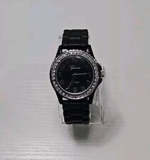 Reloj Pulsera Geneva Negro Silicona Hebilla Banda Estrás Joya Batería Nueva, usado segunda mano  Embacar hacia Argentina