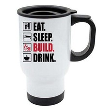 Eat Sleep Costruzione Termica Viaggio Tazza - Bianco Acciaio Inox - comprar usado  Enviando para Brazil