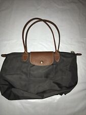 Bolsa Longchamp Le Pliage original pequena/mini cinza com couro marrom comprar usado  Enviando para Brazil