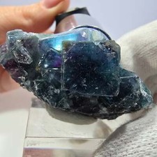 Amostra de cubo de fluorita fantasma, zonal - verde azul roxo Okorusu, Namíbia comprar usado  Enviando para Brazil