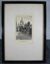 Precioso grabado antiguo vintage enmarcado y firmado Sacre Coeur Paris segunda mano  Embacar hacia Mexico