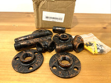FLANGE DE PISO DE FERRO 1/2" conjunto de tubos de encaixe rústico 10 peças 1914 na caixa, usado comprar usado  Enviando para Brazil
