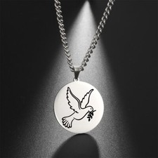 Colar pingente redondo Peace Dove pombo para mulheres meninas aço inoxidável comprar usado  Enviando para Brazil