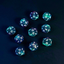 Set 10 Dadi Scintillanti Azzurri Rosa Viola Blue Dice D&D GDR Dungeon dnd D20 comprar usado  Enviando para Brazil