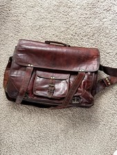 Usado, Bolsa para laptop de couro marrom rústico usada com alça anexada feita à mão comprar usado Usado, Bolsa para laptop de couro marrom rústico usada com alça anexada feita à mão comprar usado  Enviando para Brazil