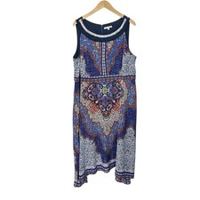 Vestido maxi Studio One boêmio sem mangas floral multicolorido azul grego 18W comprar usado  Enviando para Brazil
