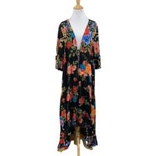 Usado, Kimono Johnny Was Feminino M Médio Preto Real Floral Babados Laço Alto Baixo Frente comprar usado  Enviando para Brazil