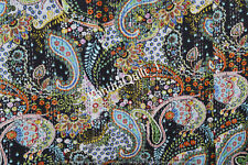 Colcha Kantha estampada paisley preta indiana tamanho duplo colcha algodão lance comprar usado  Enviando para Brazil