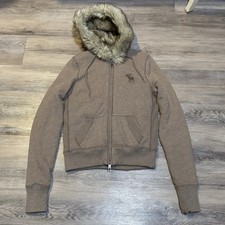 Moletom com capuz Abercrombie & Fitch forrado de pele sintética zíper completo tamanho grande comprar usado  Enviando para Brazil