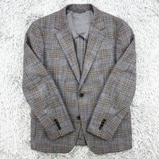 Blazer Bonobos masculino 40S xadrez tartan lã cotovelo remendo tecido Leomaster Itália, usado comprar usado  Enviando para Brazil