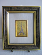 Arte cromolitográfica miniatura ouro 23K Torre Eiffel Paris lembrança emoldurada TOP comprar usado  Enviando para Brazil