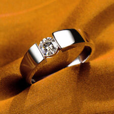 Anel de casamento solitário de zircônia cúbica corte redondo branco prata esterlina 925 1,30 CT comprar usado  Enviando para Brazil
