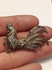 Broche Coq Argent Massif & Marcassite 9,4 g Bijoux Vintage comprar usado  Enviando para Brazil