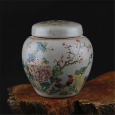 Vaso de porcelana rosa família chinesa Qing Tongzhi pássaro flores pote chá caddy 4,13" comprar usado  Enviando para Brazil