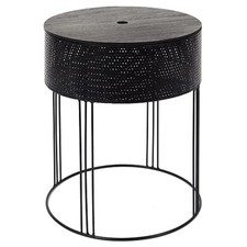 Okrągły stolik kawowy w kolorze czarnym - metal i drewno, oszczędzający miejsce, styl designerski na sprzedaż  PL