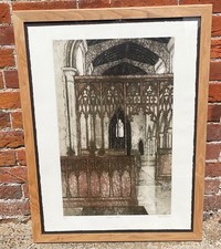 Gravura gravura Valerie Thornton RE (1931-1991) “Barking Church, Suffolk” 1981 9/150 comprar usado  Enviando para Brazil